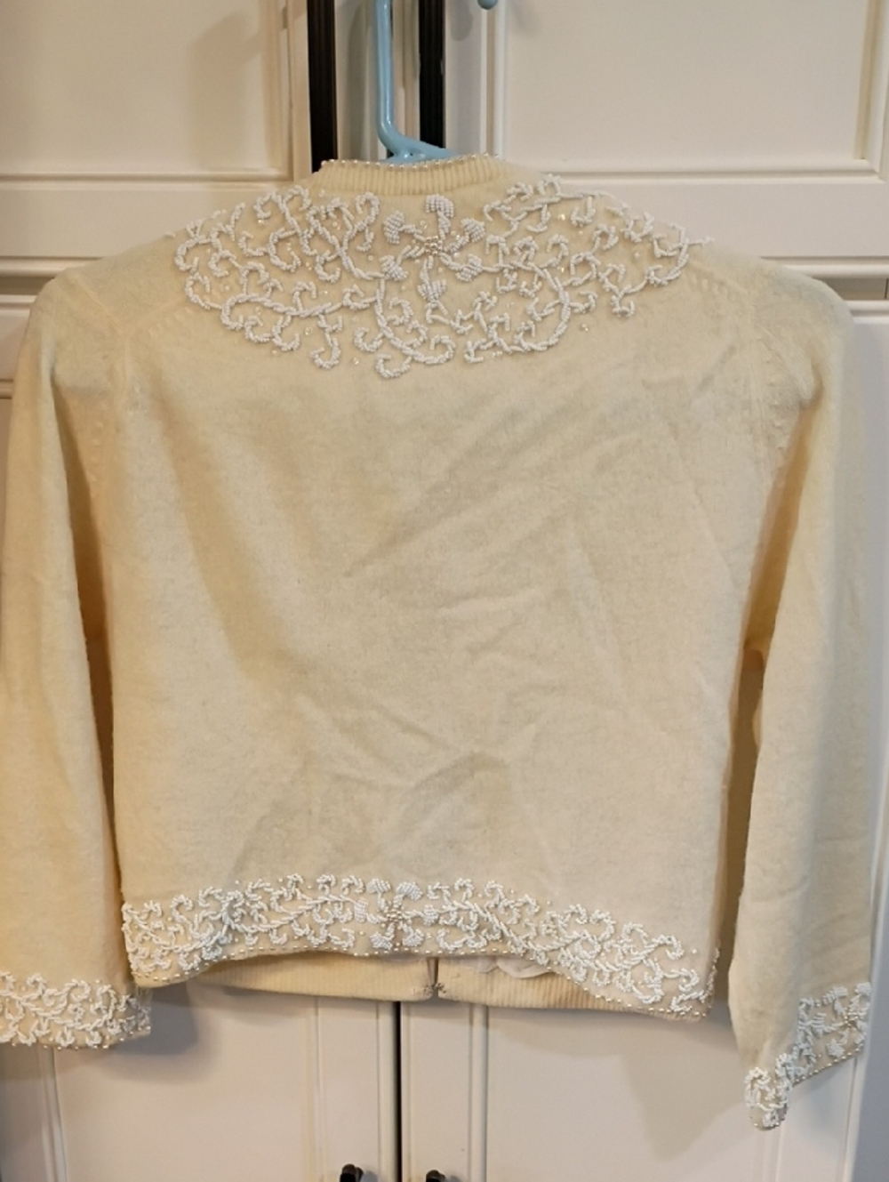 Vintage Cream Beaded Cropped Cardigan - Picture 9 of 11